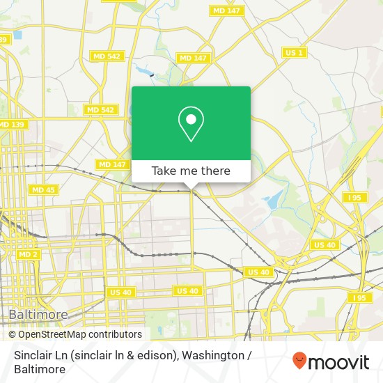 Mapa de Sinclair Ln (sinclair ln & edison), Baltimore, MD 21213