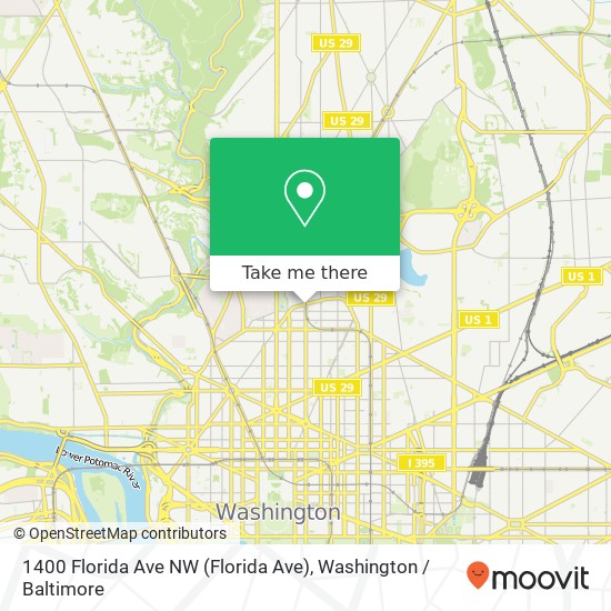 Mapa de 1400 Florida Ave NW (Florida Ave), Washington, DC 20009