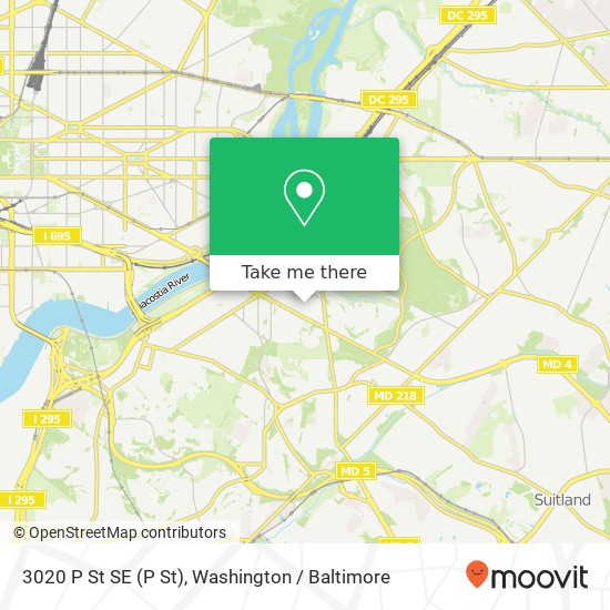 Mapa de 3020 P St SE (P St), Washington, DC 20020