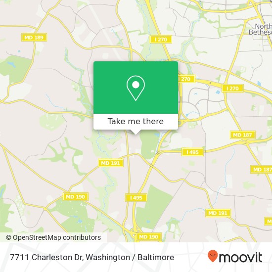 Mapa de 7711 Charleston Dr, Bethesda, MD 20817