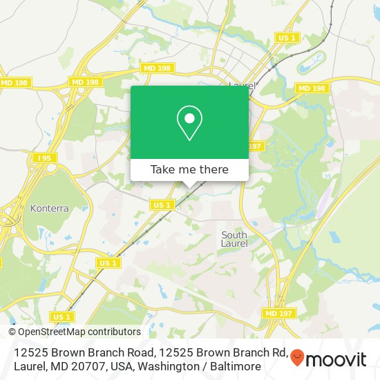 Mapa de 12525 Brown Branch Road, 12525 Brown Branch Rd, Laurel, MD 20707, USA