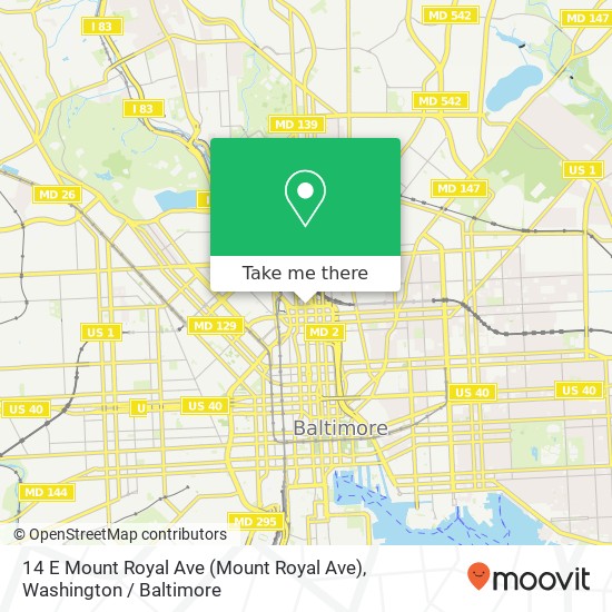 14 E Mount Royal Ave (Mount Royal Ave), Baltimore, MD 21202 map