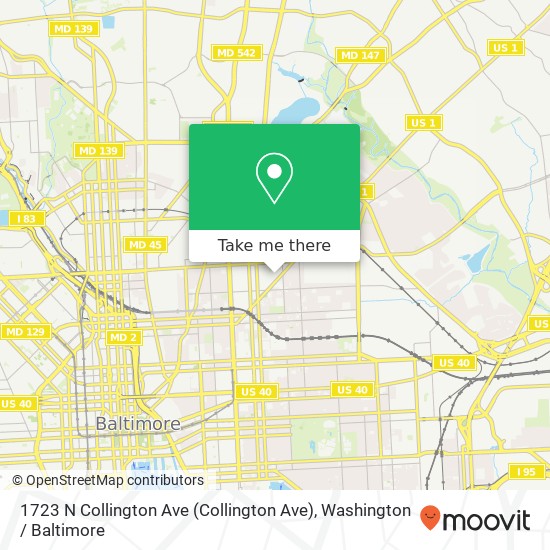 Mapa de 1723 N Collington Ave (Collington Ave), Baltimore, MD 21213
