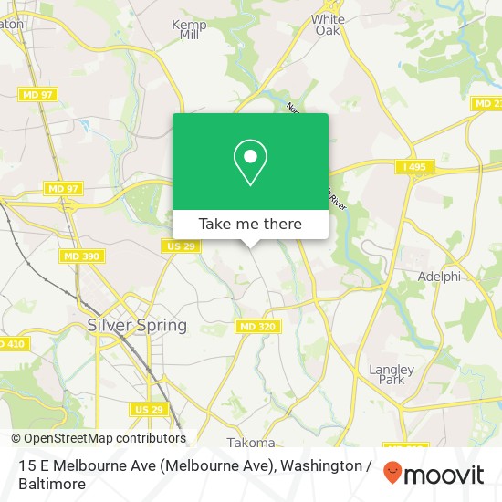 Mapa de 15 E Melbourne Ave (Melbourne Ave), Silver Spring, MD 20901