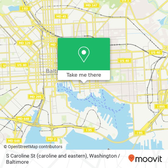 S Caroline St (caroline and eastern), Baltimore, MD 21231 map