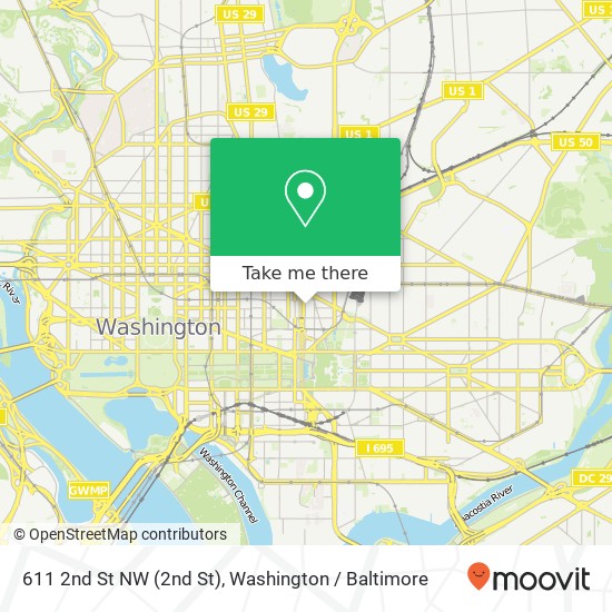 Mapa de 611 2nd St NW (2nd St), Washington, DC 20001