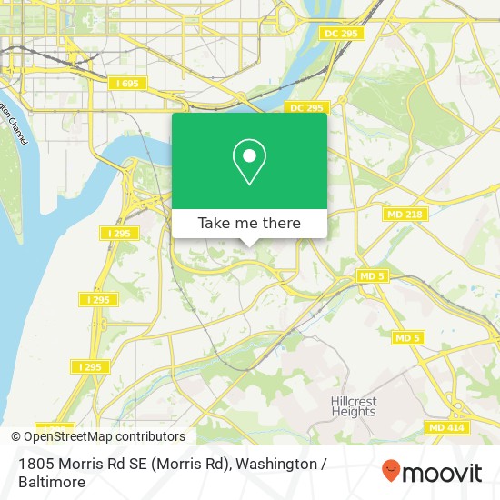Mapa de 1805 Morris Rd SE (Morris Rd), Washington, DC 20020