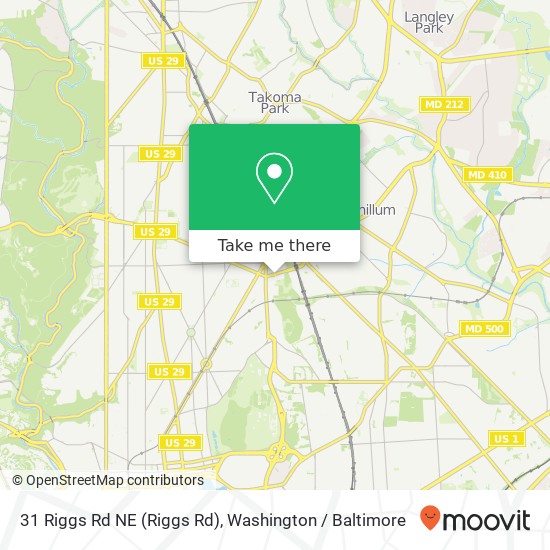 Mapa de 31 Riggs Rd NE (Riggs Rd), Washington, DC 20011