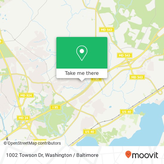 Mapa de 1002 Towson Dr, Abingdon, MD 21009