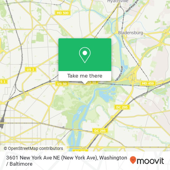 Mapa de 3601 New York Ave NE (New York Ave), Washington, DC 20002