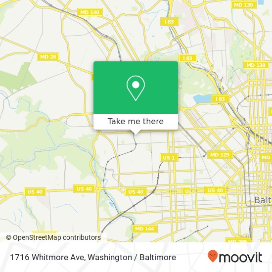 Mapa de 1716 Whitmore Ave, Baltimore, MD 21216