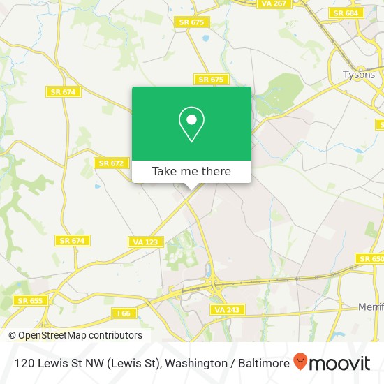 Mapa de 120 Lewis St NW (Lewis St), Vienna, VA 22180