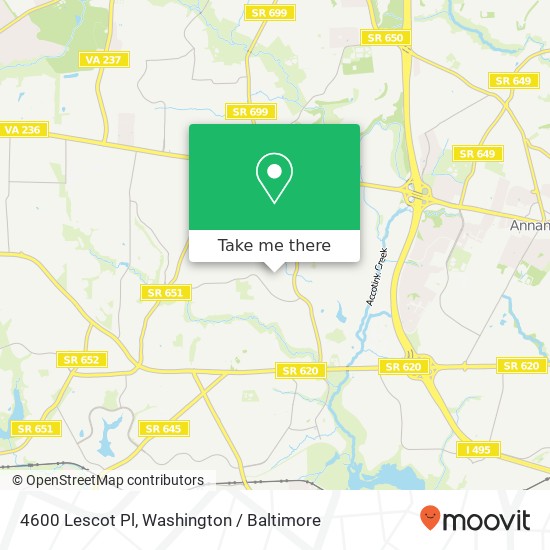 Mapa de 4600 Lescot Pl, Annandale, VA 22003