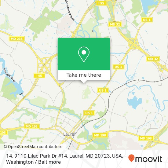 Mapa de 14, 9110 Lilac Park Dr #14, Laurel, MD 20723, USA