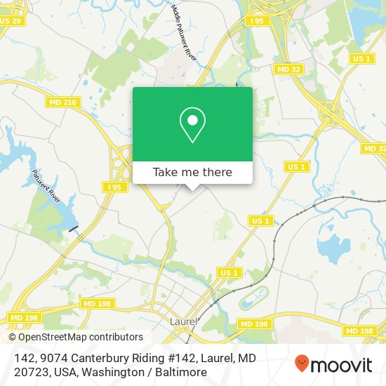 Mapa de 142, 9074 Canterbury Riding #142, Laurel, MD 20723, USA