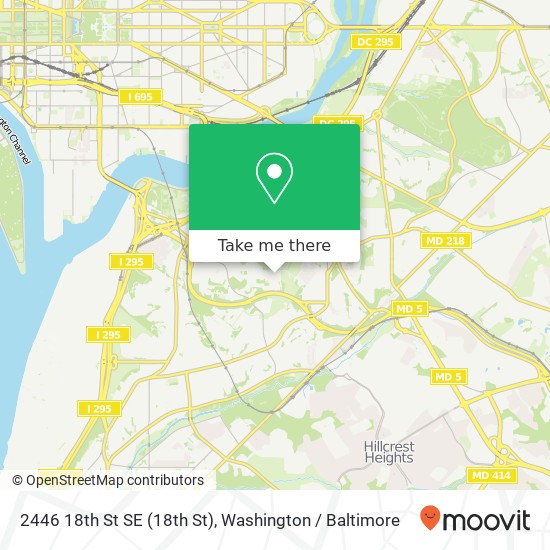 Mapa de 2446 18th St SE (18th St), Washington, DC 20020