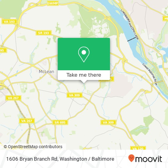 1606 Bryan Branch Rd, McLean, VA 22101 map