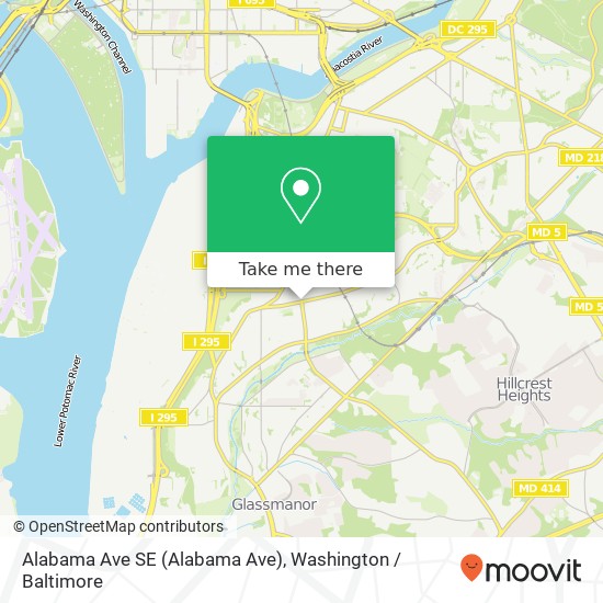 Mapa de Alabama Ave SE (Alabama Ave), Washington, DC 20032