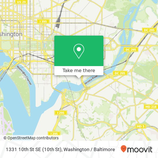 Mapa de 1331 10th St SE (10th St), Washington Navy Yard, DC 20374
