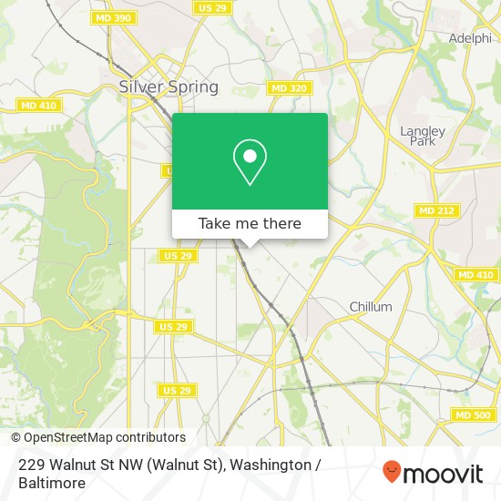 Mapa de 229 Walnut St NW (Walnut St), Washington, DC 20012