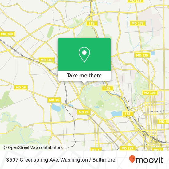 Mapa de 3507 Greenspring Ave, Baltimore, MD 21211