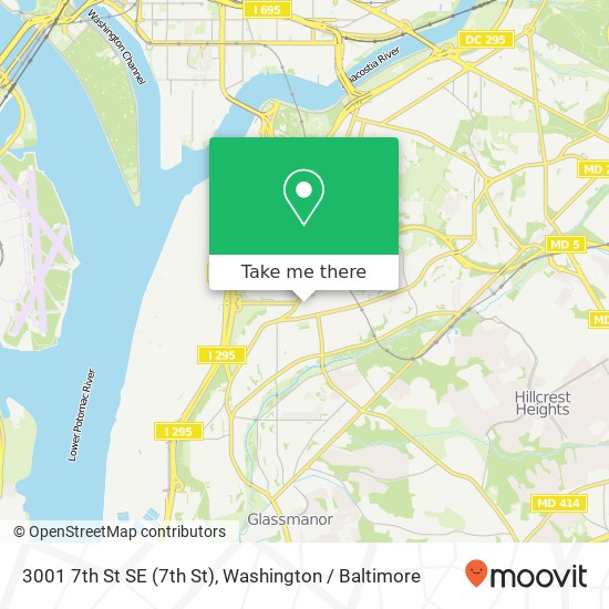 Mapa de 3001 7th St SE (7th St), Washington, DC 20032