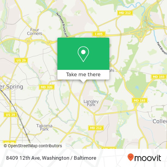 Mapa de 8409 12th Ave, Silver Spring, MD 20903