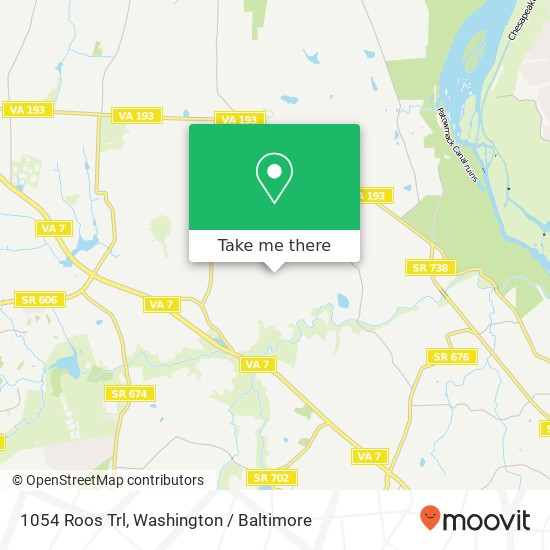 Mapa de 1054 Roos Trl, Great Falls, VA 22066