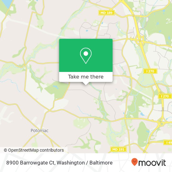 Mapa de 8900 Barrowgate Ct, Potomac, MD 20854