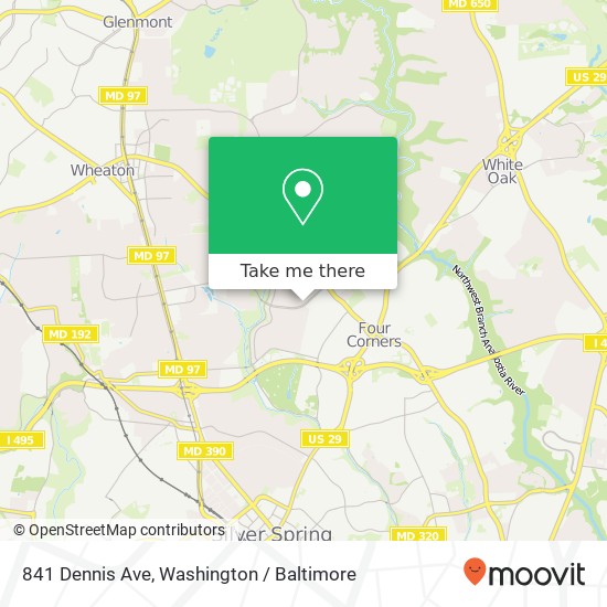 Mapa de 841 Dennis Ave, Silver Spring, MD 20901