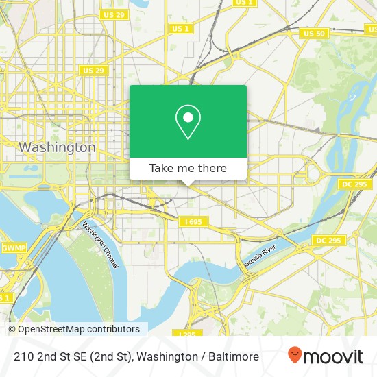 Mapa de 210 2nd St SE (2nd St), Washington, DC 20003