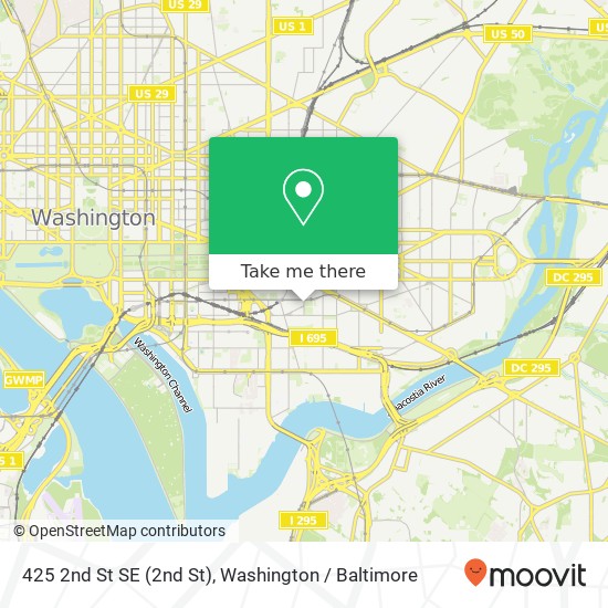 Mapa de 425 2nd St SE (2nd St), Washington, DC 20003