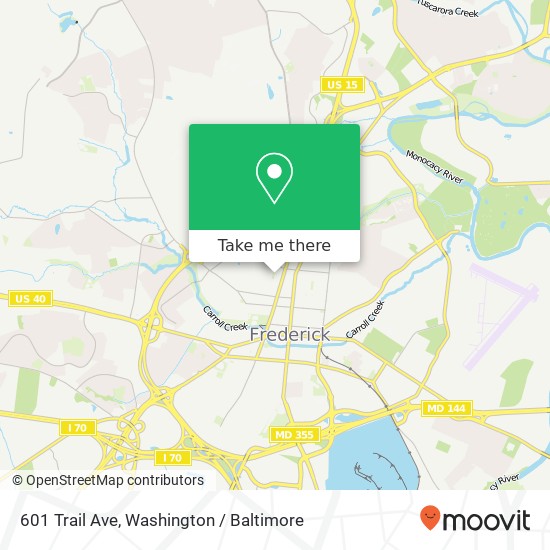 Mapa de 601 Trail Ave, Frederick, MD 21701