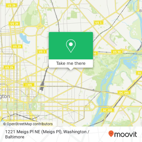 Mapa de 1221 Meigs Pl NE (Meigs Pl), Washington, DC 20002