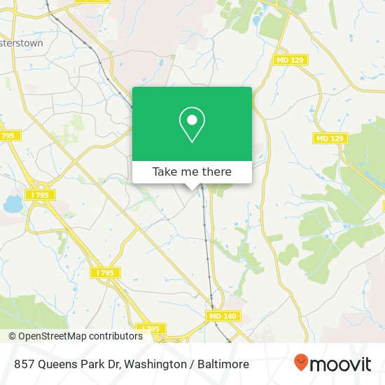 Mapa de 857 Queens Park Dr, Owings Mills, MD 21117