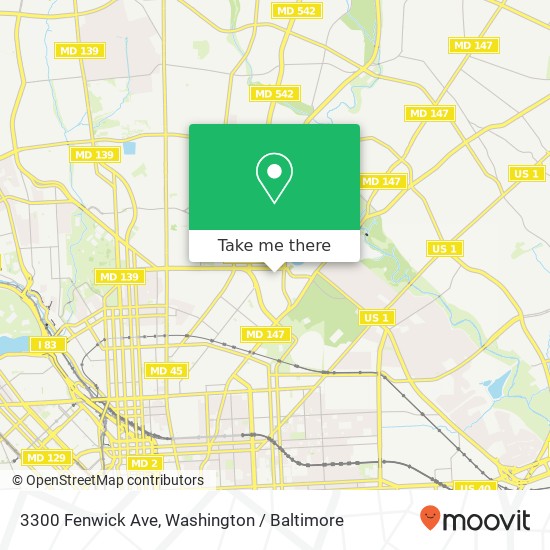 Mapa de 3300 Fenwick Ave, Baltimore, MD 21218