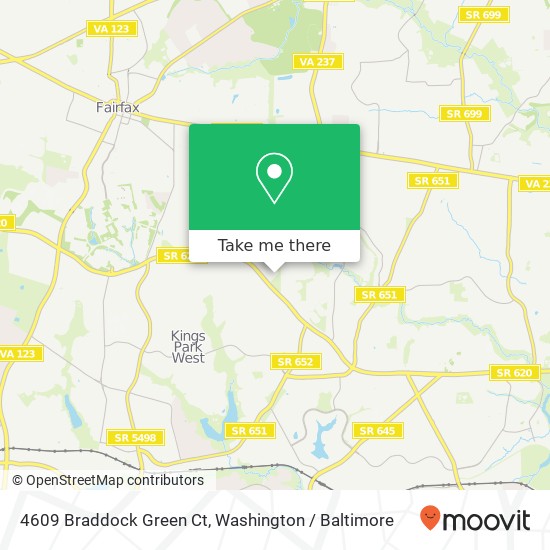 Mapa de 4609 Braddock Green Ct, Fairfax, VA 22032