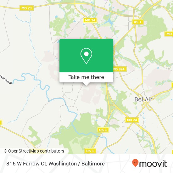 Mapa de 816 W Farrow Ct, Bel Air, MD 21014