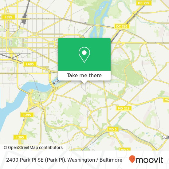 Mapa de 2400 Park Pl SE (Park Pl), Washington, DC 20020