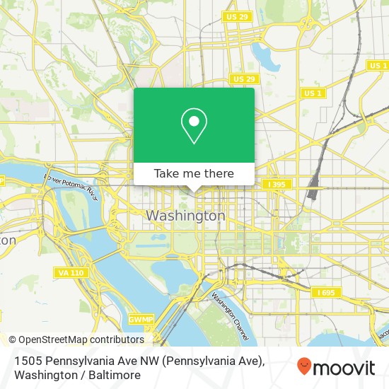 Mapa de 1505 Pennsylvania Ave NW (Pennsylvania Ave), Washington, DC 20005