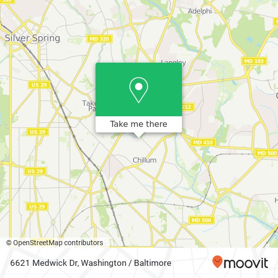 Mapa de 6621 Medwick Dr, Hyattsville (HYATTSVILLE), MD 20783