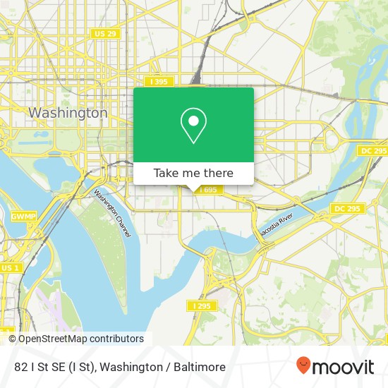 Mapa de 82 I St SE (I St), Washington, DC 20003