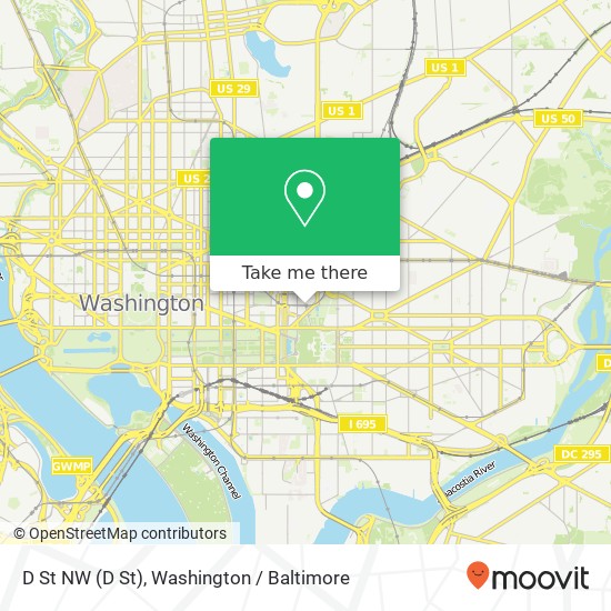 Mapa de D St NW (D St), Washington, DC 20001