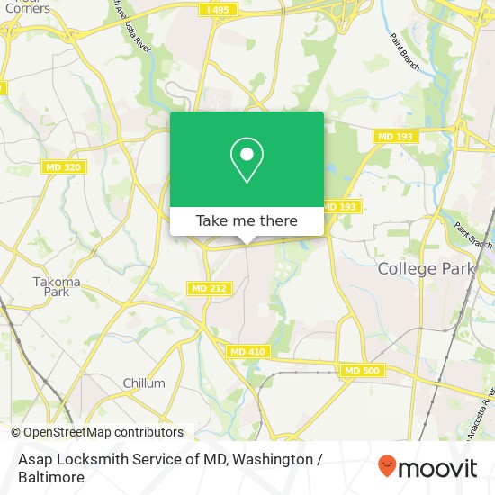 Asap Locksmith Service of MD, 2301 University Blvd E map