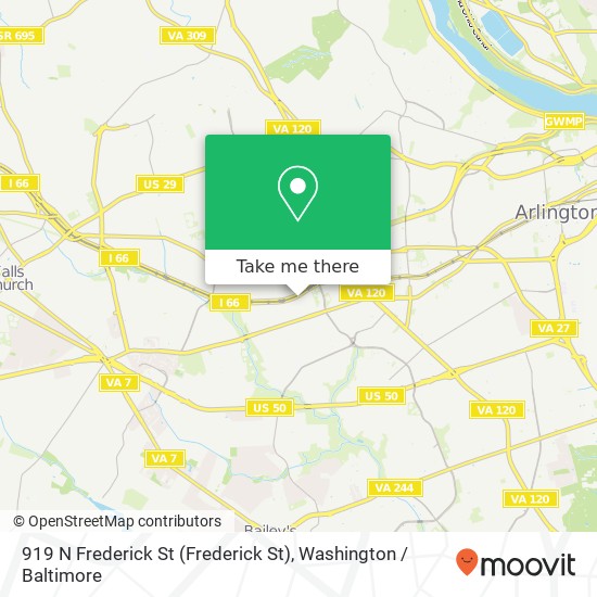 Mapa de 919 N Frederick St (Frederick St), Arlington, VA 22205
