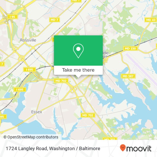 Mapa de 1724 Langley Road, 1724 Langley Rd, Essex, MD 21221, USA