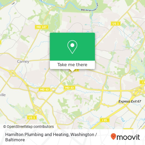 Mapa de Hamilton Plumbing and Heating, 8607 Belair Rd