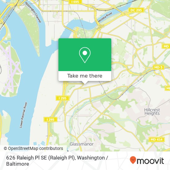 Mapa de 626 Raleigh Pl SE (Raleigh Pl), Washington, DC 20032