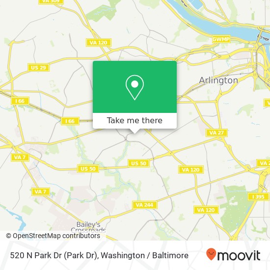 Mapa de 520 N Park Dr (Park Dr), Arlington, VA 22203