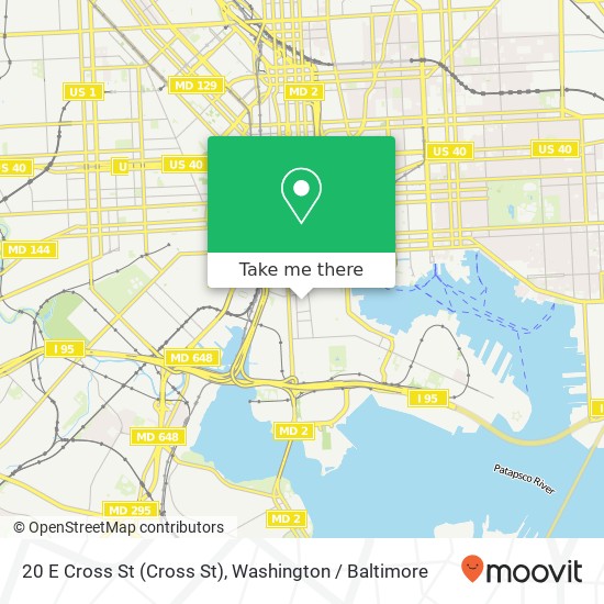 Mapa de 20 E Cross St (Cross St), Baltimore, MD 21230